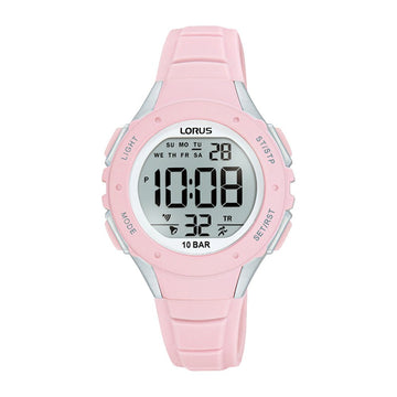Lorus Digital Pink Silicone Strap Woman's Watch | R2367PX9 | Time Watch Specialists